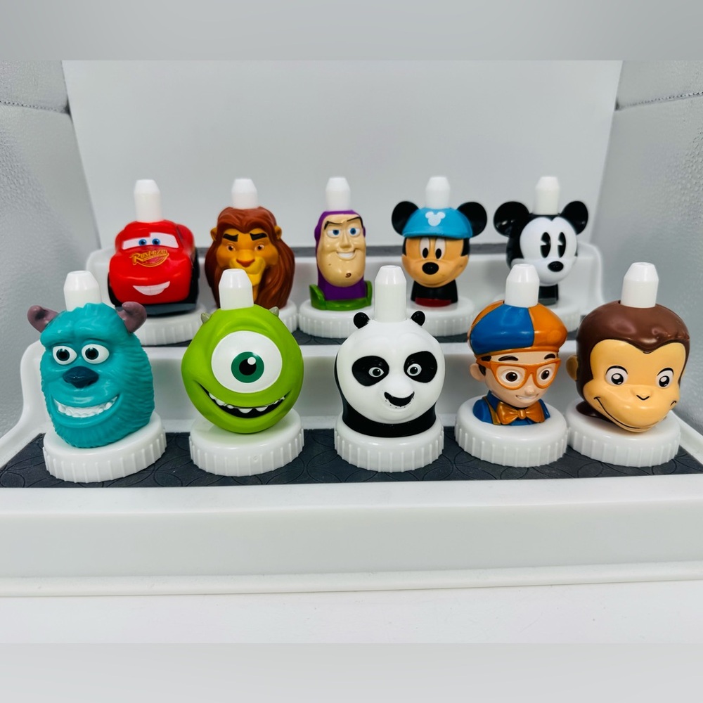 Good 2 Grow Juice Bottle Toppers Lot Of 10 Mixed Characters.